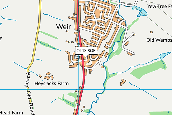 OL13 8QF map - OS VectorMap District (Ordnance Survey)