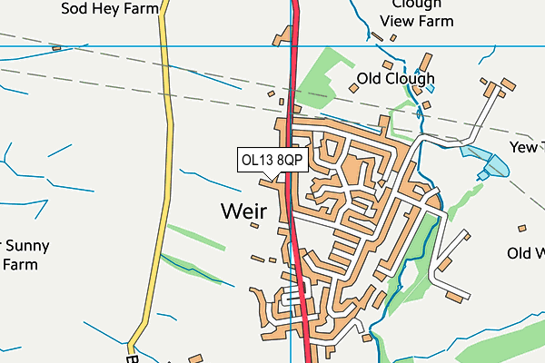 OL13 8QP map - OS VectorMap District (Ordnance Survey)