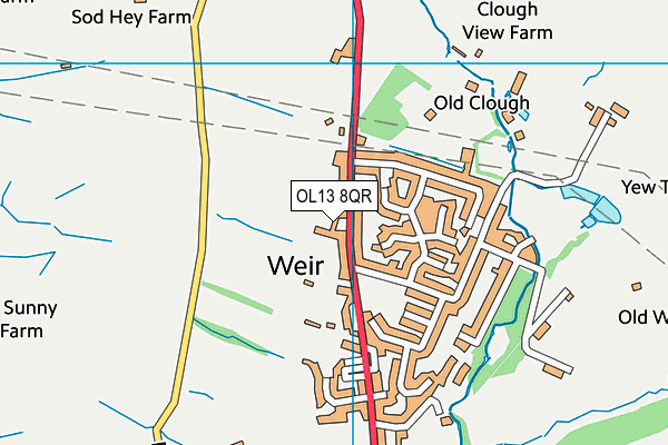 OL13 8QR map - OS VectorMap District (Ordnance Survey)