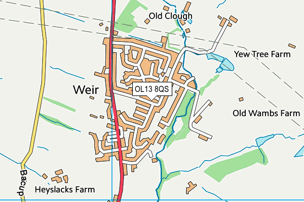 OL13 8QS map - OS VectorMap District (Ordnance Survey)