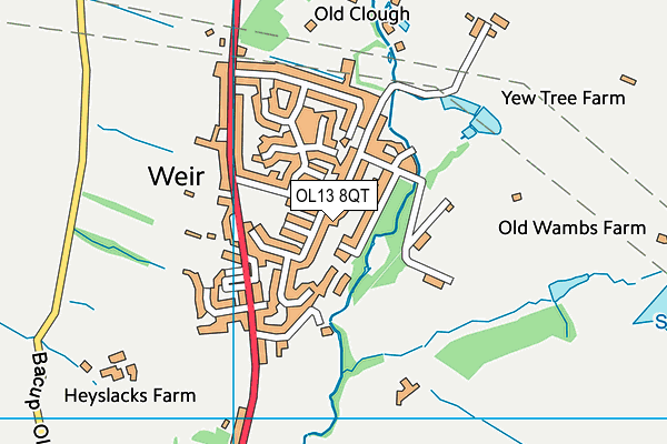 OL13 8QT map - OS VectorMap District (Ordnance Survey)