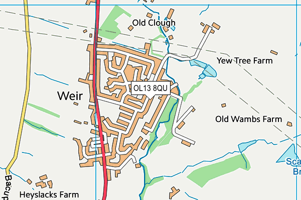 OL13 8QU map - OS VectorMap District (Ordnance Survey)
