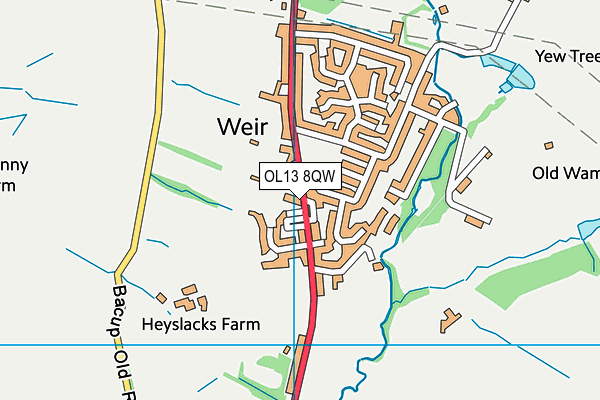 OL13 8QW map - OS VectorMap District (Ordnance Survey)