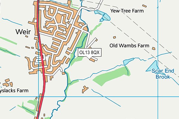 OL13 8QX map - OS VectorMap District (Ordnance Survey)