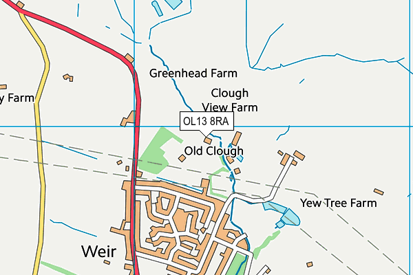 OL13 8RA map - OS VectorMap District (Ordnance Survey)