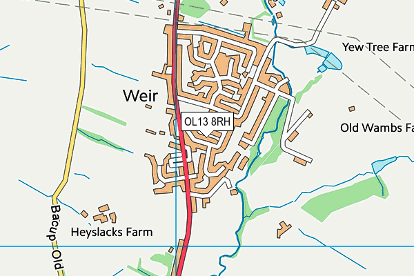 Weir Playing Field map (OL13 8RH) - OS VectorMap District (Ordnance Survey)