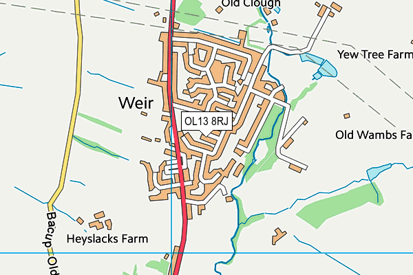 OL13 8RJ map - OS VectorMap District (Ordnance Survey)