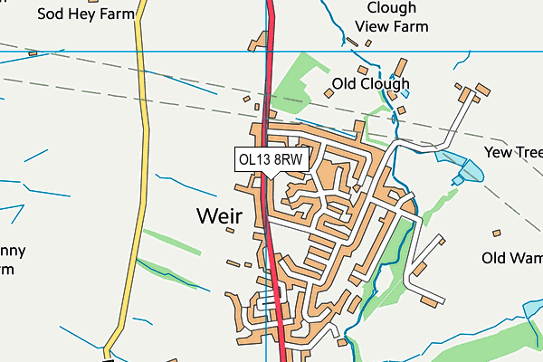 OL13 8RW map - OS VectorMap District (Ordnance Survey)
