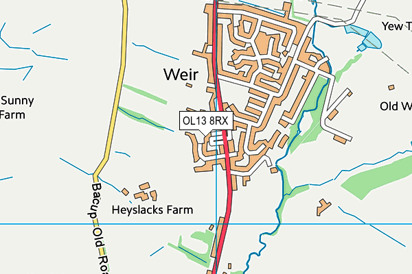 OL13 8RX map - OS VectorMap District (Ordnance Survey)
