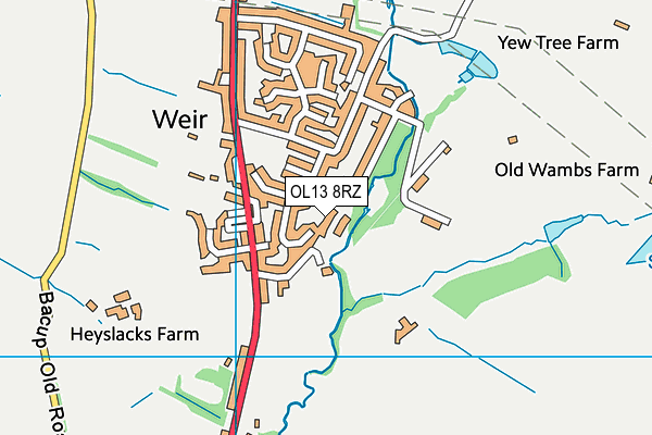 OL13 8RZ map - OS VectorMap District (Ordnance Survey)