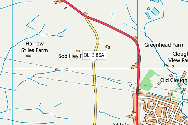 OL13 8SA map - OS VectorMap District (Ordnance Survey)