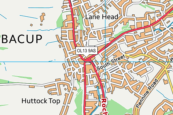 OL13 9AS map - OS VectorMap District (Ordnance Survey)