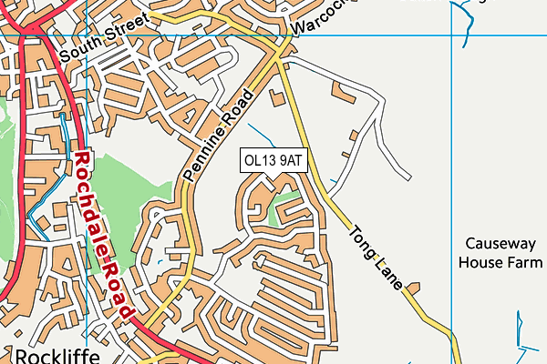 OL13 9AT map - OS VectorMap District (Ordnance Survey)