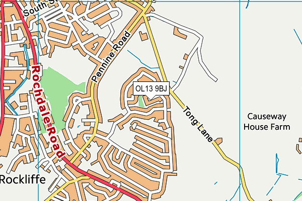 OL13 9BJ map - OS VectorMap District (Ordnance Survey)