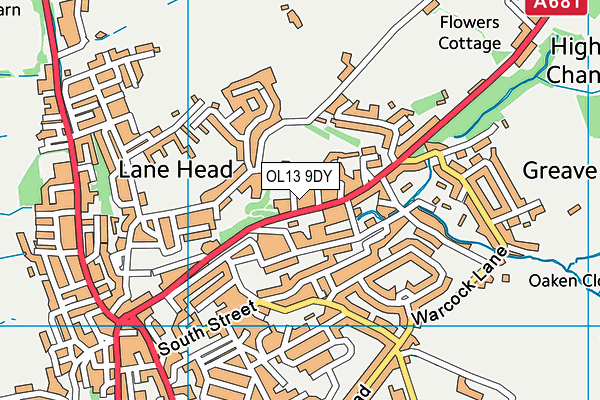 OL13 9DY map - OS VectorMap District (Ordnance Survey)