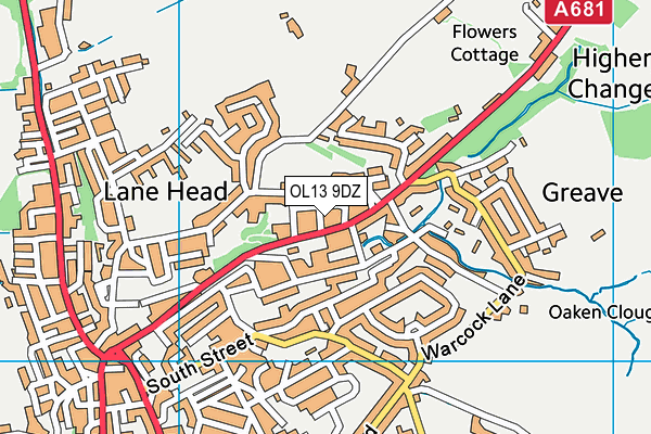 OL13 9DZ map - OS VectorMap District (Ordnance Survey)