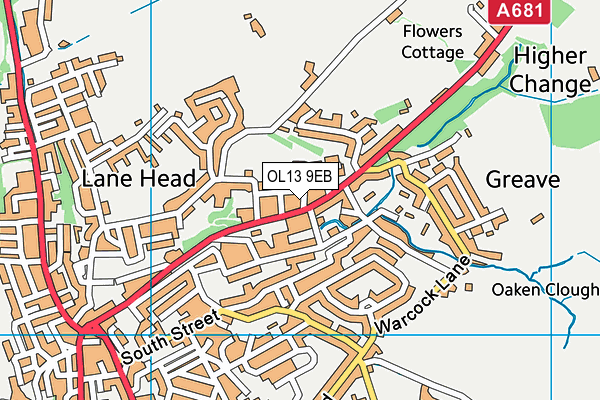 OL13 9EB map - OS VectorMap District (Ordnance Survey)