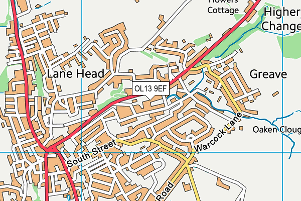 OL13 9EF map - OS VectorMap District (Ordnance Survey)