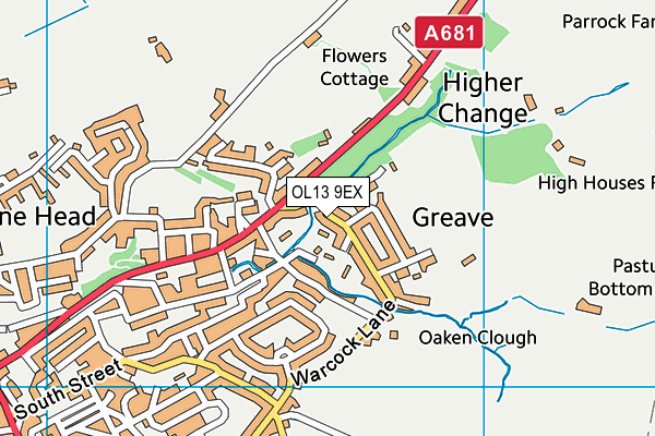 OL13 9EX map - OS VectorMap District (Ordnance Survey)