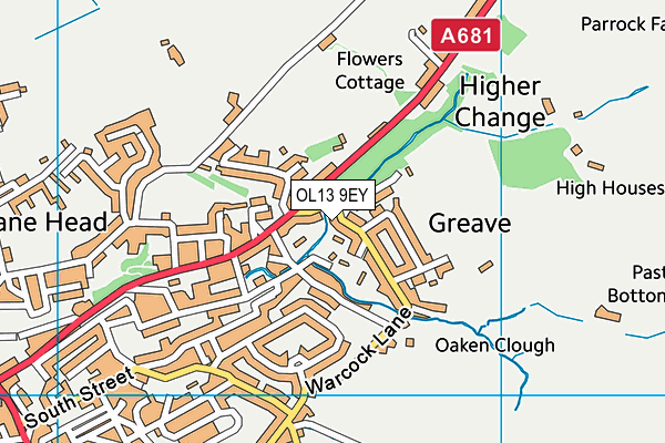 OL13 9EY map - OS VectorMap District (Ordnance Survey)