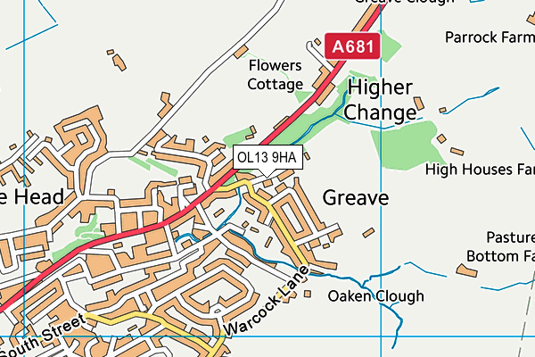 OL13 9HA map - OS VectorMap District (Ordnance Survey)