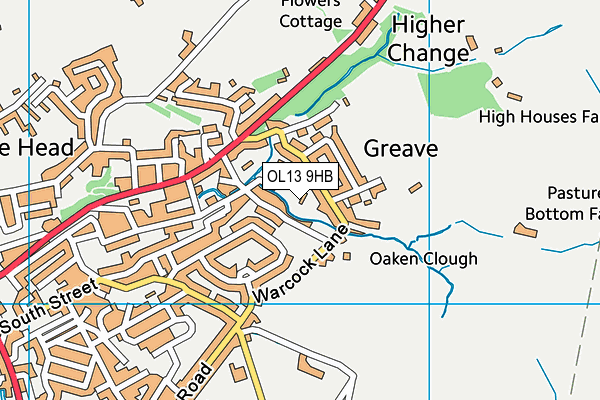 OL13 9HB map - OS VectorMap District (Ordnance Survey)