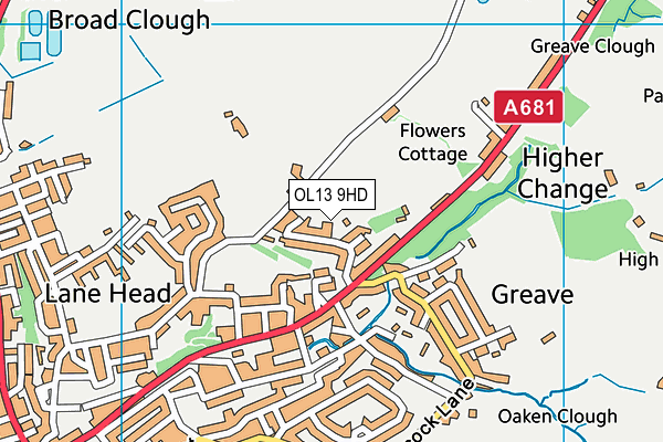 OL13 9HD map - OS VectorMap District (Ordnance Survey)