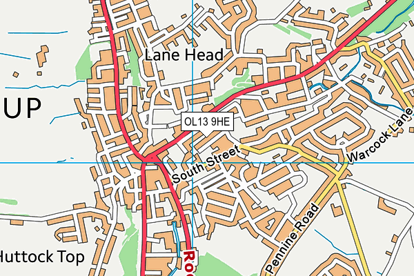 OL13 9HE map - OS VectorMap District (Ordnance Survey)