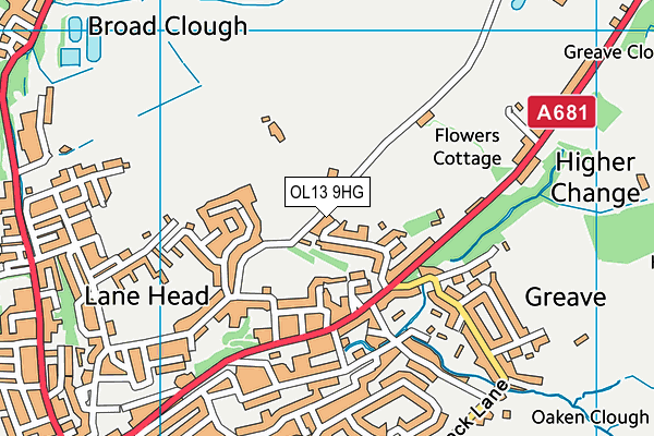 OL13 9HG map - OS VectorMap District (Ordnance Survey)