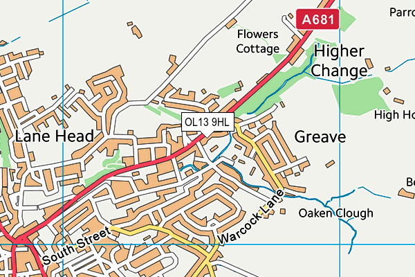 OL13 9HL map - OS VectorMap District (Ordnance Survey)