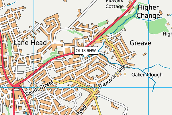 OL13 9HW map - OS VectorMap District (Ordnance Survey)