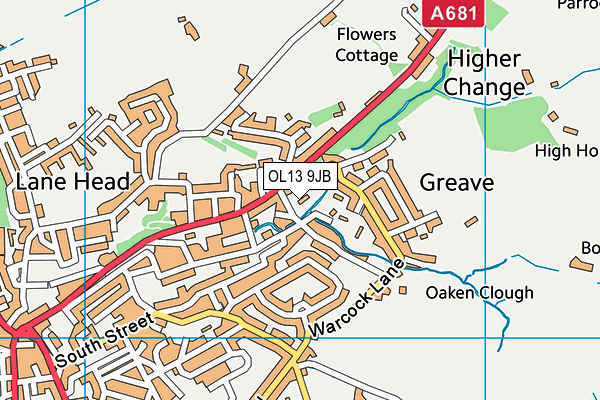 OL13 9JB map - OS VectorMap District (Ordnance Survey)