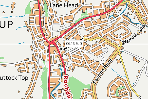 OL13 9JD map - OS VectorMap District (Ordnance Survey)