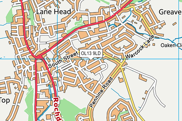 OL13 9LD map - OS VectorMap District (Ordnance Survey)