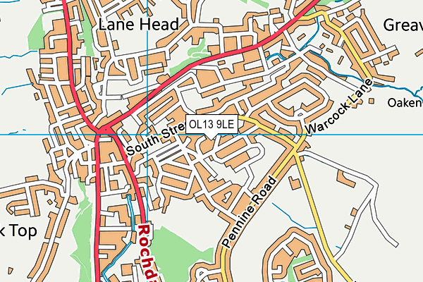 OL13 9LE map - OS VectorMap District (Ordnance Survey)