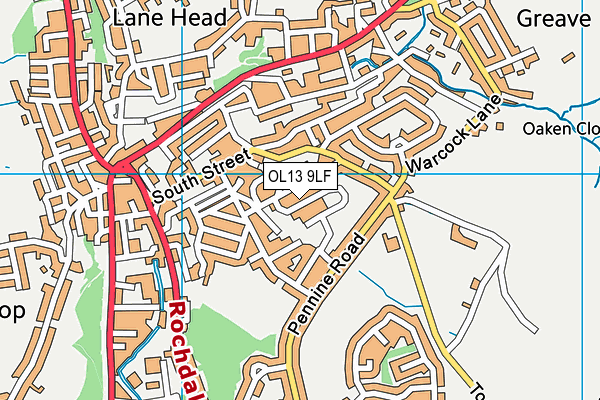 OL13 9LF map - OS VectorMap District (Ordnance Survey)