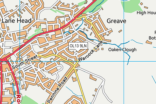 OL13 9LN map - OS VectorMap District (Ordnance Survey)