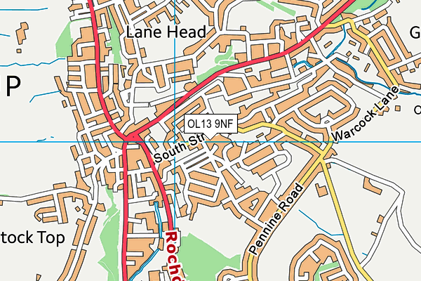 OL13 9NF map - OS VectorMap District (Ordnance Survey)