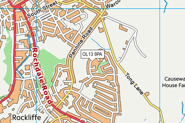 OL13 9PA map - OS VectorMap District (Ordnance Survey)