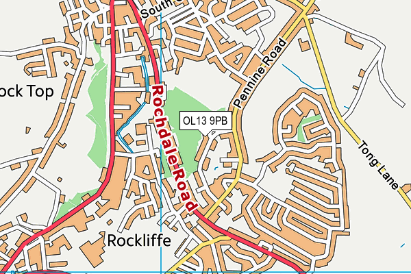 OL13 9PB map - OS VectorMap District (Ordnance Survey)