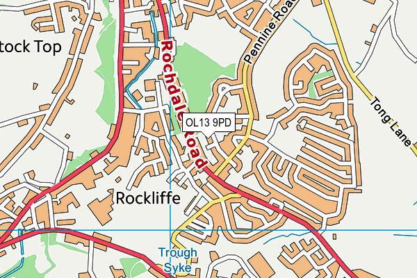 OL13 9PD map - OS VectorMap District (Ordnance Survey)