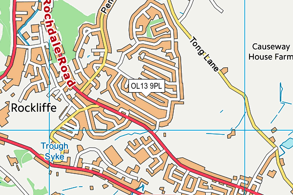 OL13 9PL map - OS VectorMap District (Ordnance Survey)