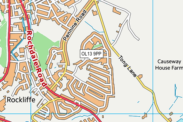 OL13 9PP map - OS VectorMap District (Ordnance Survey)