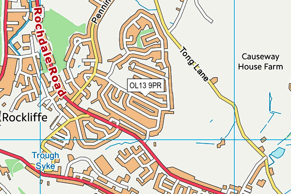OL13 9PR map - OS VectorMap District (Ordnance Survey)