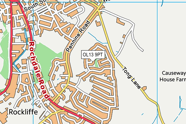 OL13 9PT map - OS VectorMap District (Ordnance Survey)