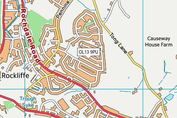 OL13 9PU map - OS VectorMap District (Ordnance Survey)