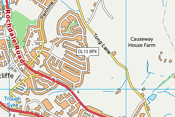 OL13 9PX map - OS VectorMap District (Ordnance Survey)