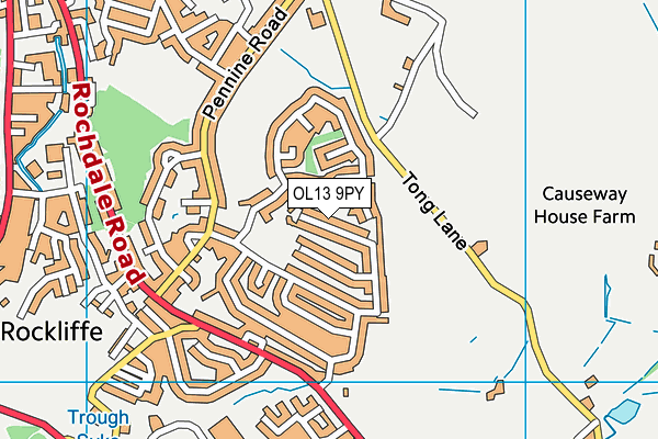 OL13 9PY map - OS VectorMap District (Ordnance Survey)