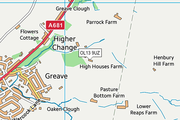 OL13 9UZ map - OS VectorMap District (Ordnance Survey)