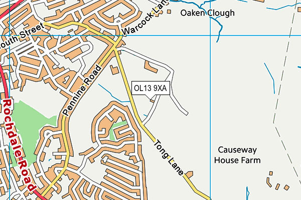 OL13 9XA map - OS VectorMap District (Ordnance Survey)